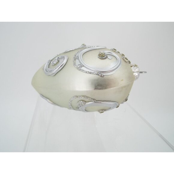 Vintage Poland Mouth Blown Hand Painted Silver Heart Ornament with Original Box - Picture 5 of 14